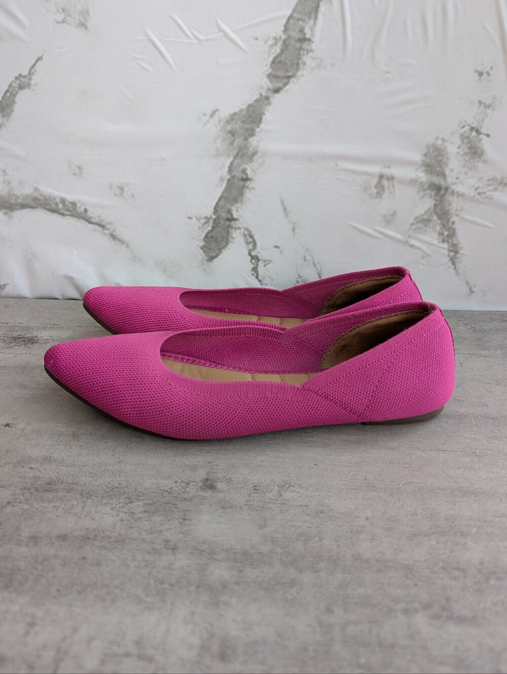 Cynthia Rowley Pink Chelsea Pointed Toe Knit Slip On Ballet Flats Womens 8 - Picture 7 of 11